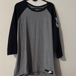 Nike Black and Gray Raglan Sleeve Top